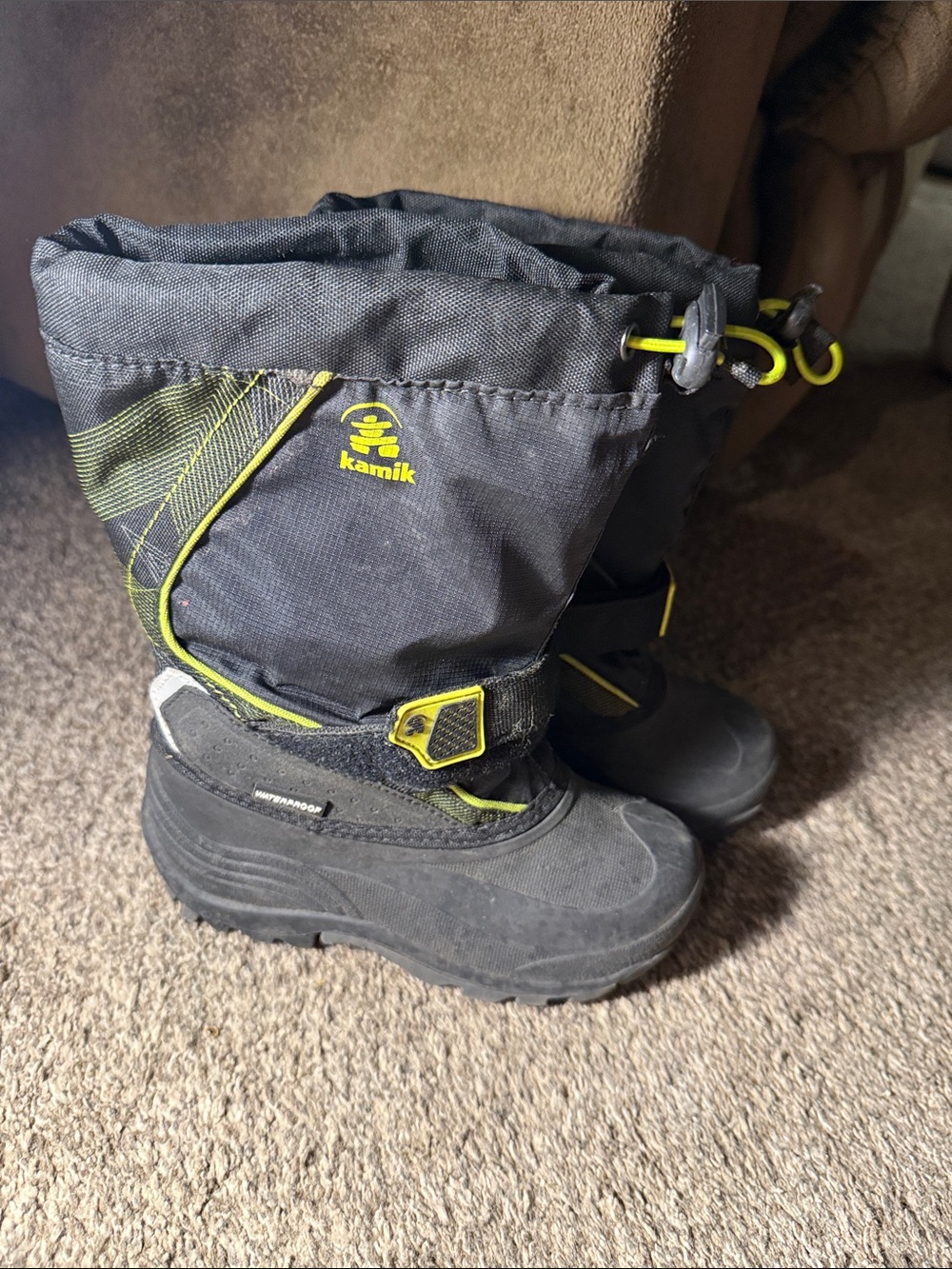 Kamik Black and Yellow Insulated Snow Boots